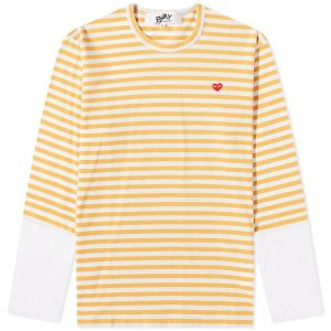 Comme des Garcons Play Long Sleeve Stripe Contrast Sleeve Te