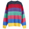 BEAMS Multi Mesh Stripe Crew Jumper