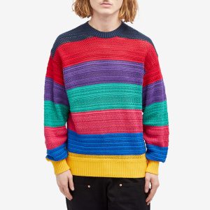 BEAMS Multi Mesh Stripe Crew Jumper