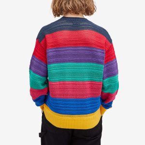 BEAMS Multi Mesh Stripe Crew Jumper