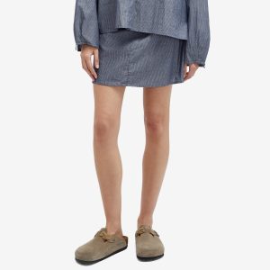 Deiji Studios Blue Pinstripe Placket Skirt