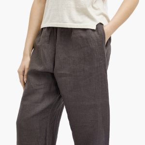 Deiji Studios Linen Slate Check Ease Trouser