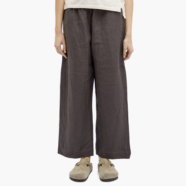 Deiji Studios Linen Slate Check Ease Trouser