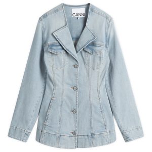 Ganni Tint Denim Fitted Blazer