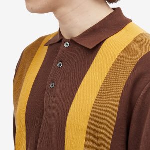 Beams Plus 12g Stripe Knit Long Sleeve Polo