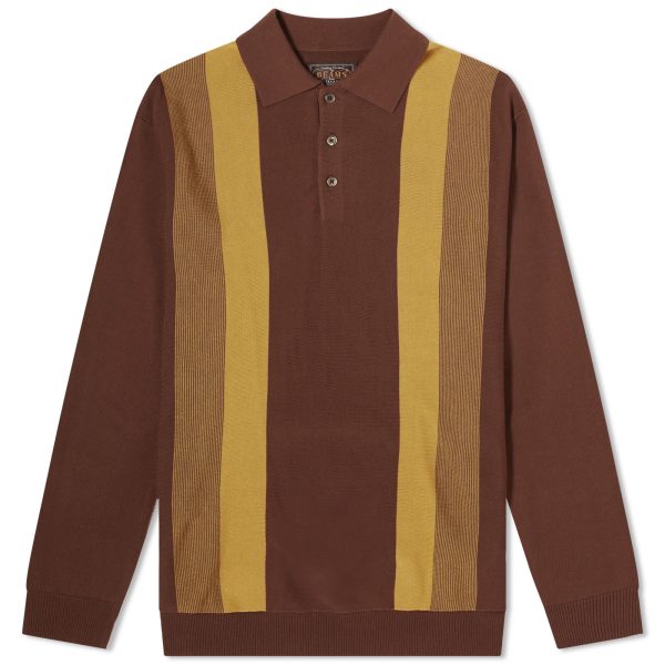 Beams Plus 12g Stripe Knit Long Sleeve Polo