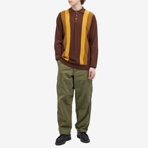 Beams Plus 12g Stripe Knit Long Sleeve Polo