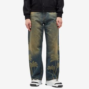 Palm Angels Laser Palm Loose Leg Jeans