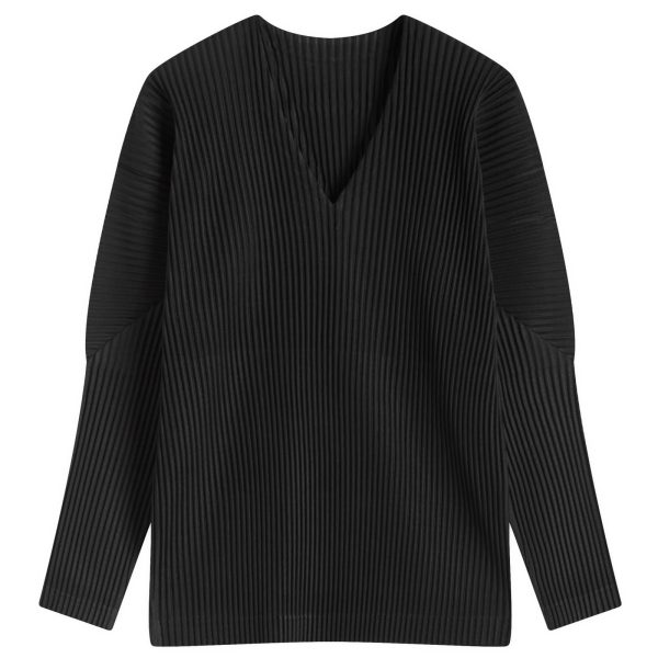 Homme Plissé Issey Miyake Pleated V-Neck Long Sleeve Top