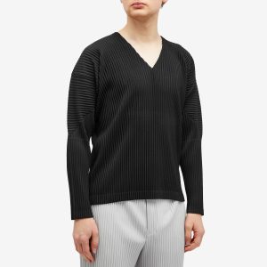 Homme Plissé Issey Miyake Pleated V-Neck Long Sleeve Top