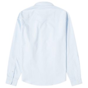 AMI Paris Heart Striped Button Down Oxford Shirt