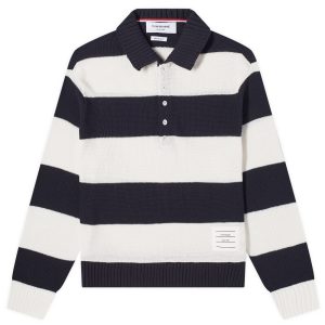 Thom Browne Rugby Stripe Knitted Polo Shirt