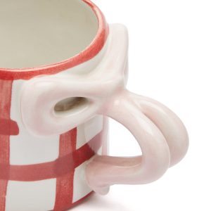 Damson Madder Gingham Bow Mug