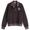 Sporty & Rich NY Crest Longsleeve Velour Polo