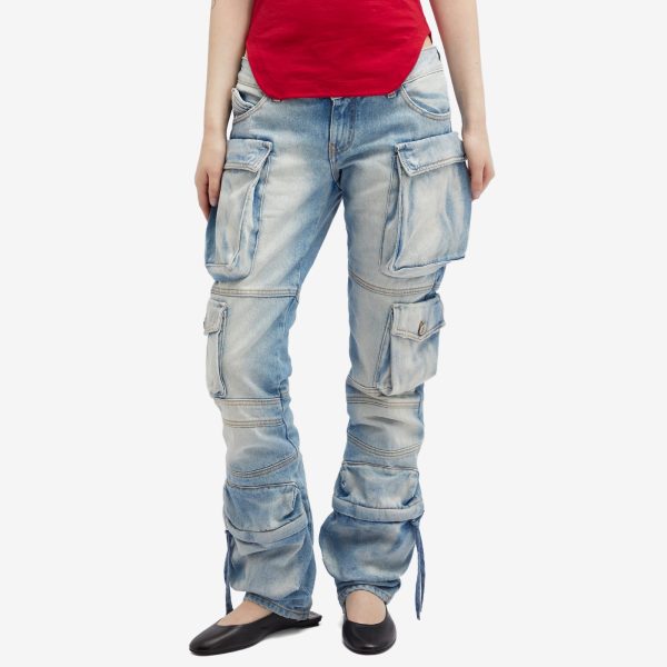 The Attico Essie Long Denim Cargo Pants