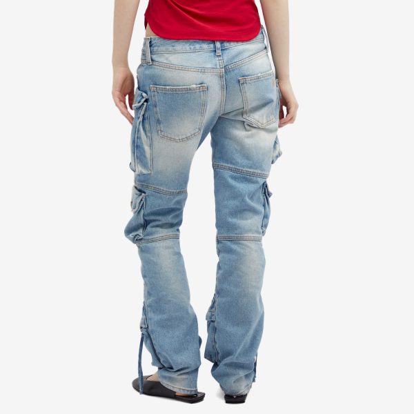 The Attico Essie Long Denim Cargo Pants