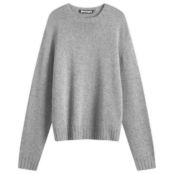 Palm Angels Curved Logo Melange Crew Knit