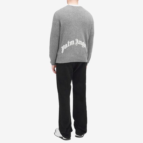 Palm Angels Curved Logo Melange Crew Knit