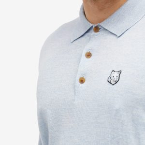 Maison Kitsuné Bold Fox Head Patch Knitted Polo Shirt