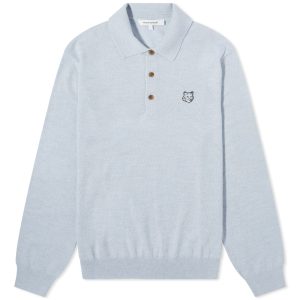 Maison Kitsuné Bold Fox Head Patch Knitted Polo Shirt