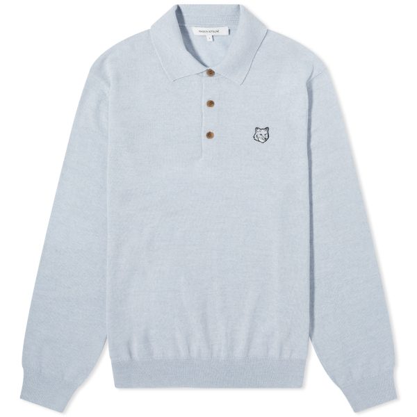 Maison Kitsuné Bold Fox Head Patch Knitted Polo Shirt