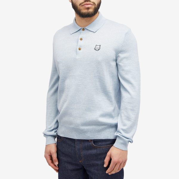 Maison Kitsuné Bold Fox Head Patch Knitted Polo Shirt