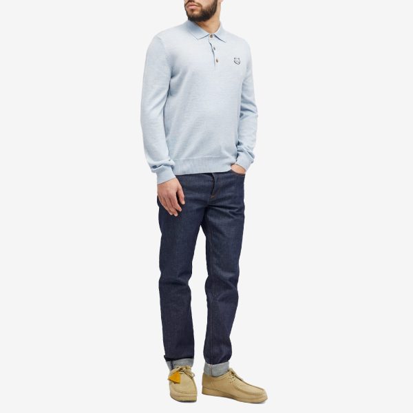 Maison Kitsuné Bold Fox Head Patch Knitted Polo Shirt