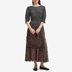 RIXO Mega Leopard Polka Midi Dress