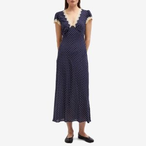 RIXO Clarice Polka Dot Midi Dress