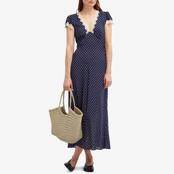 RIXO Clarice Polka Dot Midi Dress